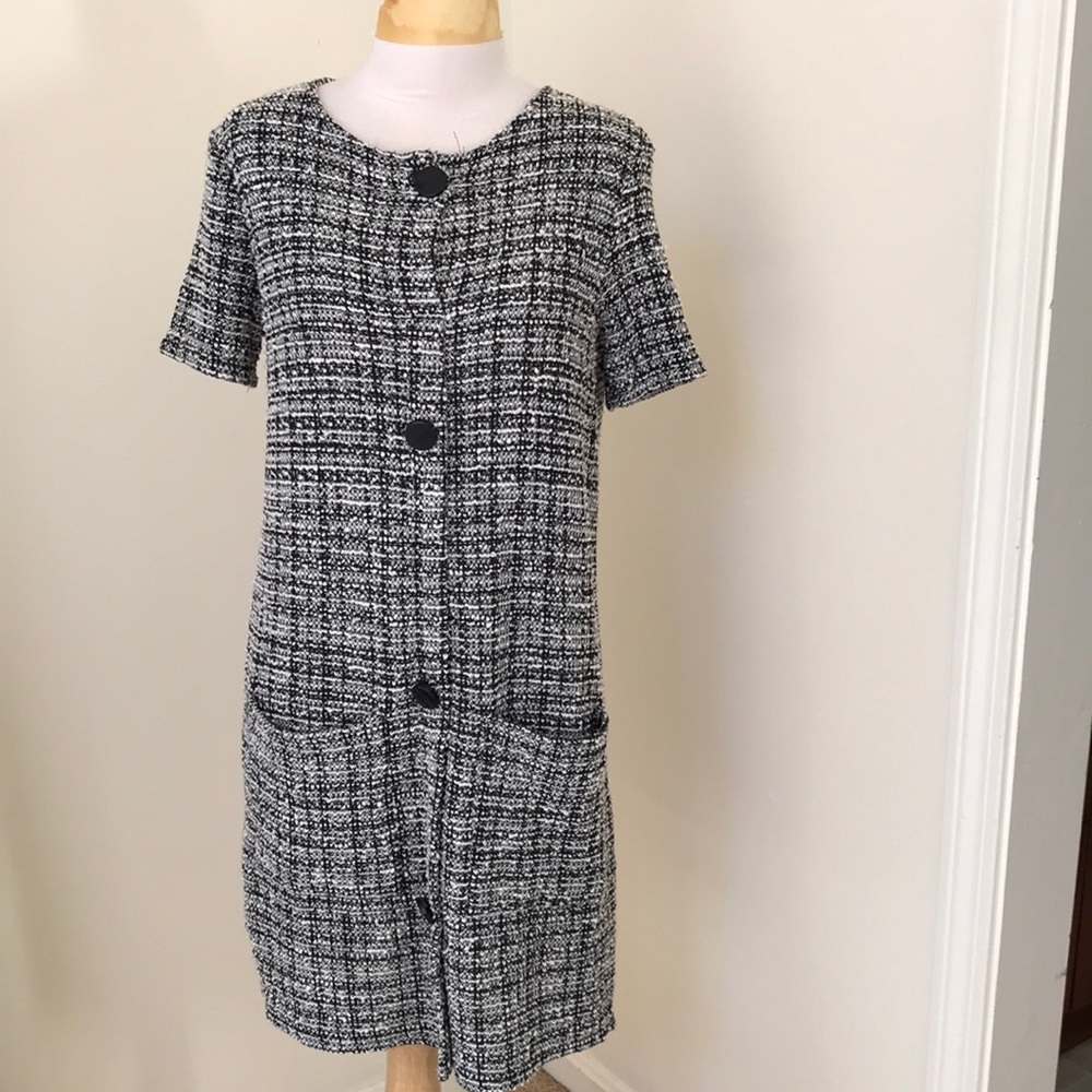 ZARA size M short sleeve tweed dress